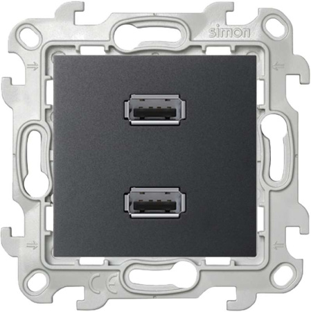 Розетка USB 2-м СП  24 IP20 коннектор механизм графит  2411090-038