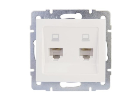 Розетка компьютерная 2-м Rain RJ45 механизм бел.  703-0288-141