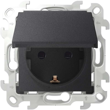 Розетка 1-м СП  24 16А IP44 2P+E Schuko механизм графит  2450448-038