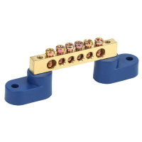 Шина "N" нулевая 6х9мм на двух угловых синих изоляторах 6 групп  11-2325