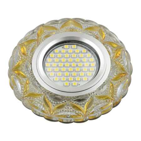 Светильник DLS-L149 GU5.3 GLASSY/LIGHT GOLD GU5.3 встраив. доп. светодиод. подсветка 3Вт без лампы стекло  UL-00003903
