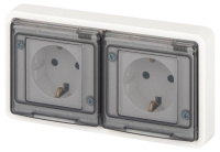 Розетка Эксперт 11-2523-01 2х2P+E гориз. IP55 16А-250В СУ бел.  Б0063276