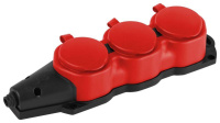 Колодка ЭРА KX-3e-RED-IP44 каучуковая с заземлением 3 розетки 16A IP44 красн.  Б0068393