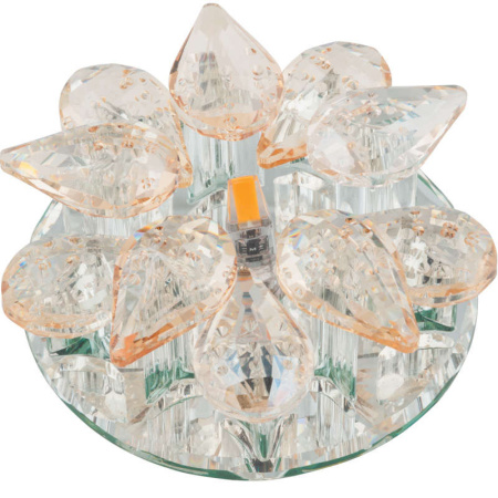 Светильник декоративный встраиваемый DLS-F129 G4 GLASSY/CHAMPAIGNE "Fiore" без лампы G4 основание стекло; зеркальн.; отделка кристалл шампань  UL-00000354
