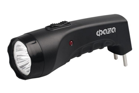 Фонарь аккумуляторный ручной AccuF2-L04-bk 4LED 2 режима: 100проц./25проц. аккум. 0.4А.ч выдвижная вилка индикатор зарядки черн.  5000797