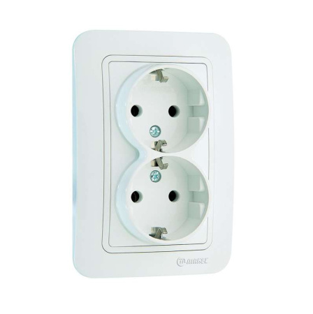 Розетка 2-м СП Lillium 16А IP20 с заземл. бел./бел.  70082