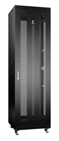 Шкаф монтажный телекоммуникационный напольный ND-05C-42U60/60-BK 19дюйм для распред. и серверн. оборудования 42U 600х600х2055мм передн. и задн. перфорир. двери ручка с замком черн. (RAL 9004)  8552c