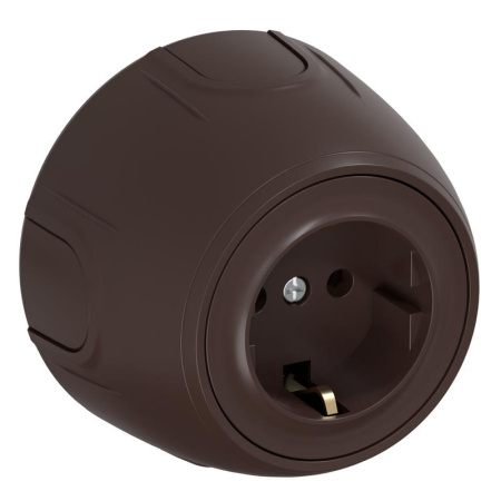 Розетка Rotondo с заземл. винтов. контакты корич.  7700873