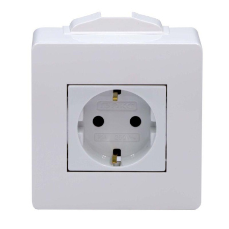 Коробка 1-м ОП PDD-N60 16А IP00 с заземл. с силовой роз. BRAVA 2мод. бел.  10482