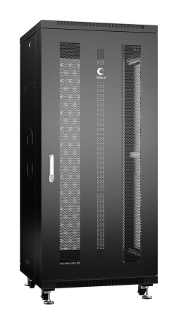 Шкаф монтажный телекоммуникационный напольный ND-05C-27U60/100-BK 19дюйм для распред. и серверн. оборудования 27U 600х1000х1388мм передн. и задн. перфорир. двери ручка с замком черн. (RAL 9004)  8533c