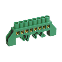 Шина PE "земля" в комбинированном зел. изоляторе на DIN-рейку 6x9мм 8 групп  11-2307