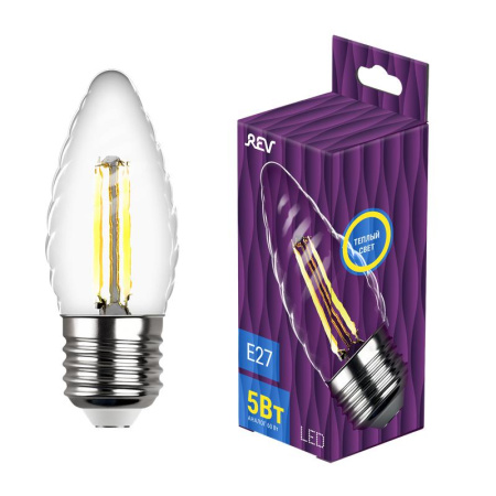 Лампа светодиодная филаментная PREMIUM (FILAMENT) 5Вт TC37 свеча витая 2700К тепл. E27 480лм  32426 3