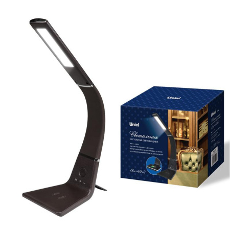 Светильник настольный TLD-565 Brown/LED/360Lm/3000-6000K/Dimmer/WR 12Вт сенсорный выкл. диммер беспроводное зарядное устройство  UL-00006473