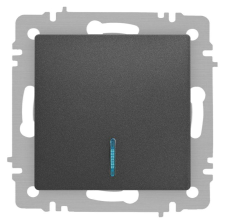 Выключатель Accent 6-102-07 с подсветкой 10А-250В IP20 СУ AL/CU графит  Б0063434