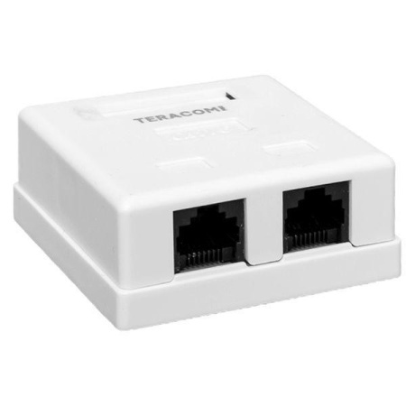 Розетка настенная TERACOM PRO кат.6 неэкранированная 2 порта RJ-45 Dual IDC бел.  TRP-WBOX-2RJ45-6UTP-WH