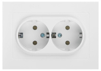 Розетка  Accent 6-205-01 2X2P+E Schuko 16А-250В IP20 СУ AL/CU бел.  Б0063485