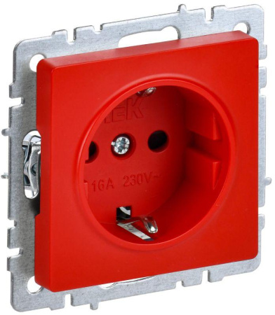 Розетка BRITE РС14-1-0-БрК 16А с заземл. защ. шторки механизм красн.  BR-R14-16-K04
