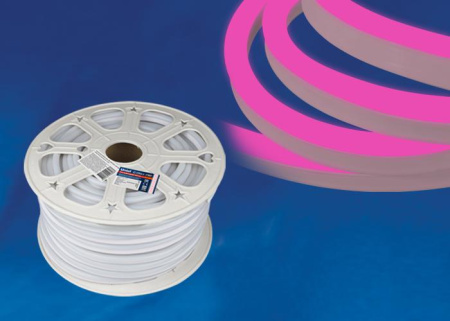 Лента светодиодная ULS-N21-2835-120LED/m-8mm-IP67-220V-8W/m-50M-PINK NEON 120LED/м розов. 8Вт/м IP67 220 8мм гибкая герметичная (уп.50м)  UL-00003768