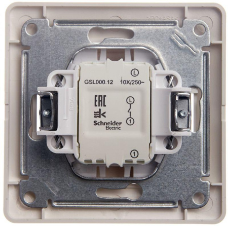 Выключатель 1-кл. СП Glossa 10А IP20 (сх. 1) 10AX в сборе молочн. SE GSL000912