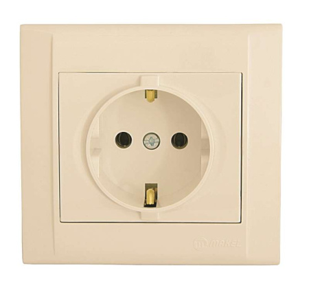 Розетка 1-м СП Defne 16А IP20 с заземл. крем.  42010008