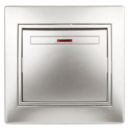 Выключатель 1-кл. СП Plano 10А IP20 1-102-03 250В с подсветкой алюм.  Б0053731
