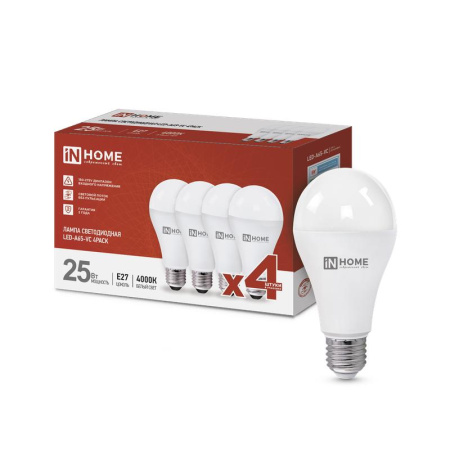 Лампа светодиодная LED-A65-VC 25Вт 4000К нейтр. бел. E27 2380лм 230В (уп.4шт)  4690612052526