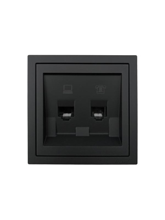 Розетка компьютер+телефон СП ZIMA IP20 черн. бархат  704-4288-143