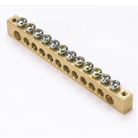 Шина PEN "ноль-земля" 8х12 12 отвер. латунь крепеж по краям PROxima  sn0-125-12-k