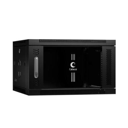 Шкаф телекоммуникационный настенный SH-05F-6U60/60-BK 19дюйм 6U 600х600х368мм дверь стекло черн. (RAL 9004)  8587c