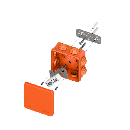Коробка огнестойкая E45 85х85х40мм IP55 с клеммниками 5 полюсов 0.5-6кв.мм HF  plc-kmfr-85-506