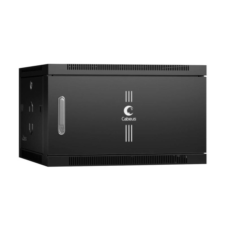 Шкаф телекоммуникационный настенный SH-05F-6U60/45m-BK 19дюйм 6U 600х450х368мм дверь метал. черн. (RAL 9004)  8599c