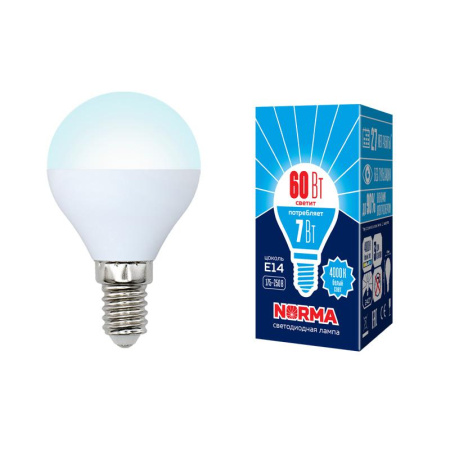 Лампа светодиодная LED-G45-7W/NW/E14/FR/NR Norma 7Вт матовая E14 (упак. картон)  UL-00003819