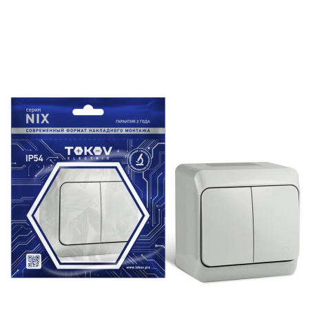 Выключатель 2-кл. ОП Nix 10А IP54 250В сер.  TKE-NX-V2-C06-IP54