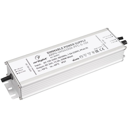 Блок питания ARPV-UH24320A-PFC-0-10V 24В 13.3А 320Вт IP67 метал. 7 лет  026574