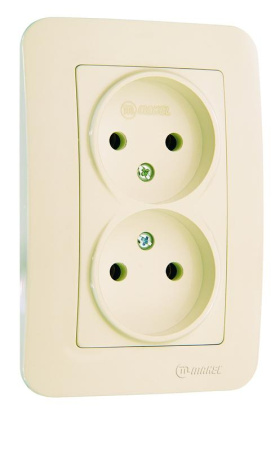 Розетка 2-м СП Lillium N 10А без заземл. крем.  55217