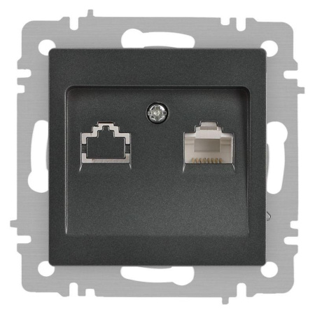 Розетка Accent 6-303-07 информационная RJ45 IP20 СУ графит  Б0063638