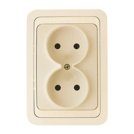 Розетка 2-м СП Mimoza 16А IP20 без заземл. крем./крем.  25017