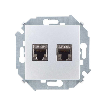 Розетка компьютерная 2-м  15 RJ45 кат.6A AMP FTP механизм алюм.  1591564-033