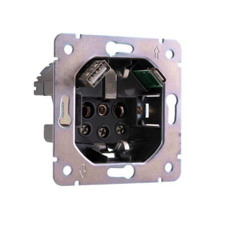 Розетка STRONG 1-ая с/з с/у з/ш 16А с USB A+C быстрой зарядки 5В/3А MIELE графит  KR-78-0704-6