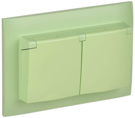 Розетка 2-м SKANDY 16А IP44 с крышкой в сборе SK-R12G мятный  SK-R26-16-44-K06-F