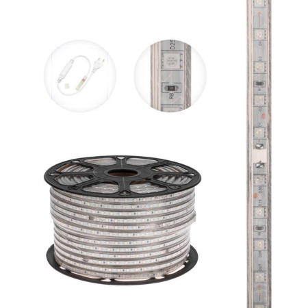 Лента светодиодная SMD5050 13х8мм 60LED/м 14.4Вт/м 220В IP67 желт. (уп.100м)  142-102