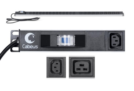 Блок розеток для 19дюйм шкафов PDU-16-14C13-10C19-B-C14 вертик. 10 розеток IEC 320 C19 14 розеток IEC 320 C13 10А автомат защиты алюм. корпус шнур с вилкой IEC 320 С14 2м  9553c