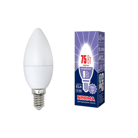Лампа светодиодная LED-C37-9W/DW/E14/FR/NR Norma 9Вт матовая E14 (упак. картон)  UL-00003802