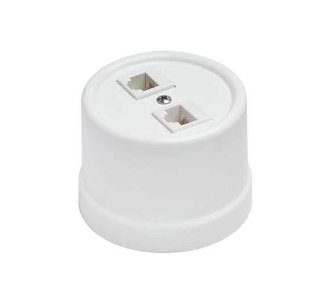 Розетка компьютерная 2-м ОП Лизетта RJ45 10А IP20 ретро кат.5E керамика бел.  B1-302-01