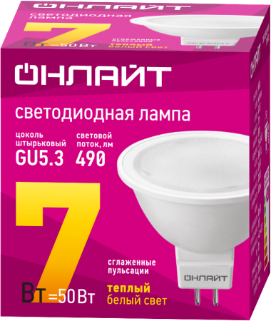 Лампа светодиодная 71 640 OLL-MR16-7-230-3K-GU5.3 7Вт 3000К тепл. бел. GU5.3 460лм 220-240В  71640