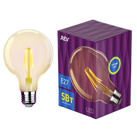 Лампа светодиодная филаментная PREMIUM (FILAMENT) 5Вт G95 шар 2700К тепл. E27 480лм  32433 1