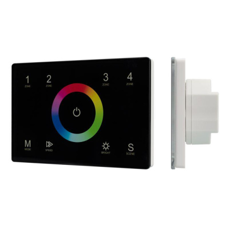 Панель Sens SMART-P83-RGB Black (230В 4 зоны 2.4G) (IP20 пластик)  028403