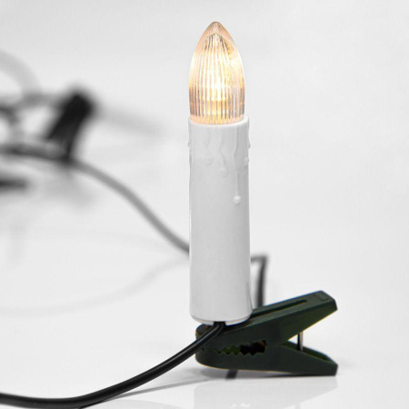 Гирлянда светодиодная "Свечи" 10м 50LED тепл. бел. 4Вт 220-240В IP20 провод ПВХ темн. зел.  303-085