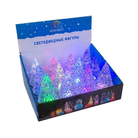 Фигура светодиодная "Елочка средняя" 10.5см 1LED RGB 0.1Вт 4.5В IP20 на подставке элементы питания 3хAG13(LR44) (в компл.)  501-048