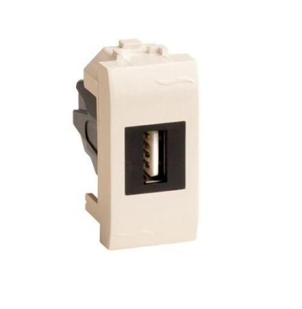 Розетка мультимедийная Brava 1мод. USB 2.0 сл. кость  75200S